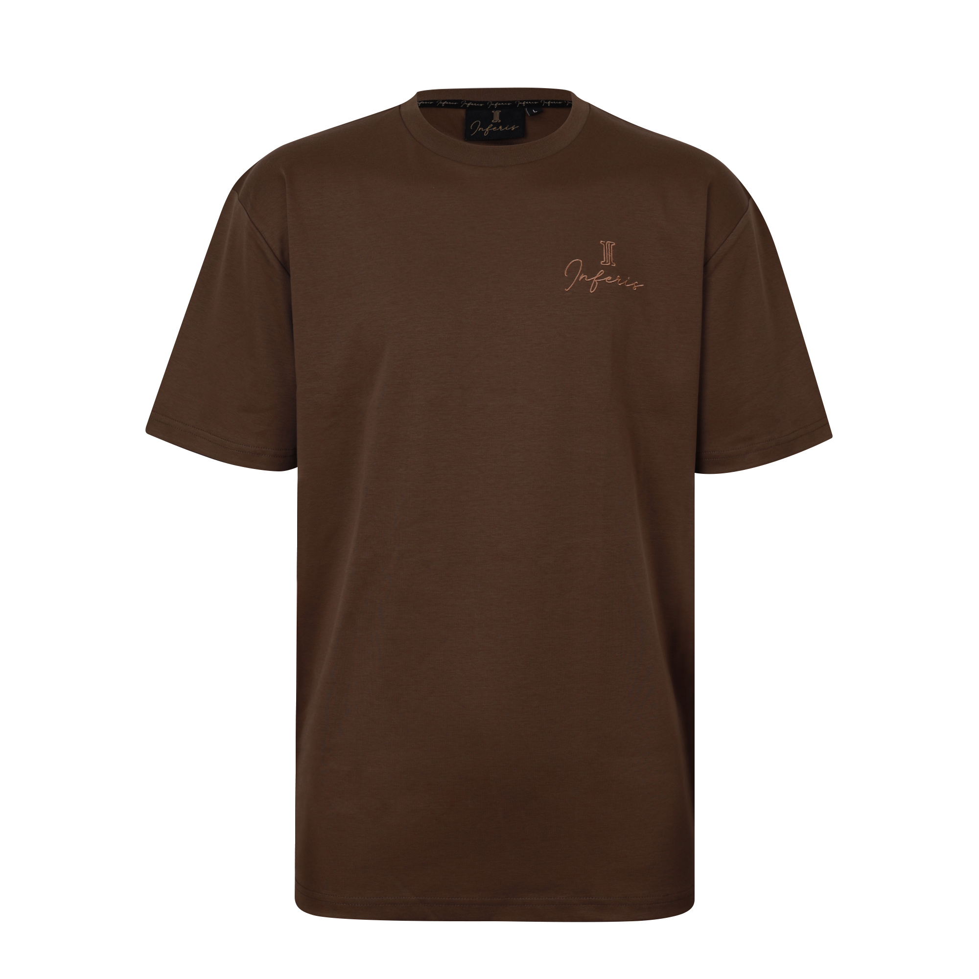 Inferis Signature Cotton Tee. Bruin. Voorkant